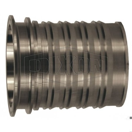 Dixon Sanitary King Crimp Tri-Clover Stem, 4 in Nominal, Clamp x Hose Shank End Style, 316 SS, Domestic CSSR400CS